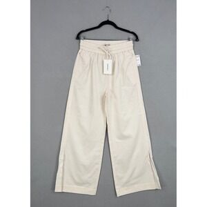 FRAME Pants Womens Small Cream Cotton Linen Blend Wide Leg Lounge Minimalist